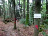  Blick auf die Wanderstrecke (mit Warntafel) 